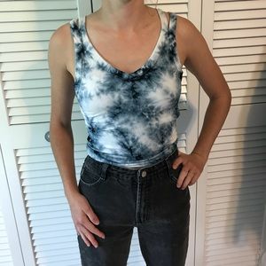 Blue Tie-Dye Cropped Tank